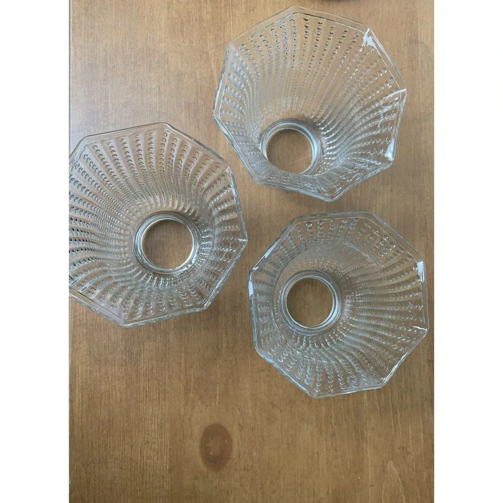 Clear Hobnail Bead Ribbed Glass Light Shade Ceiling Fan Octagon 2